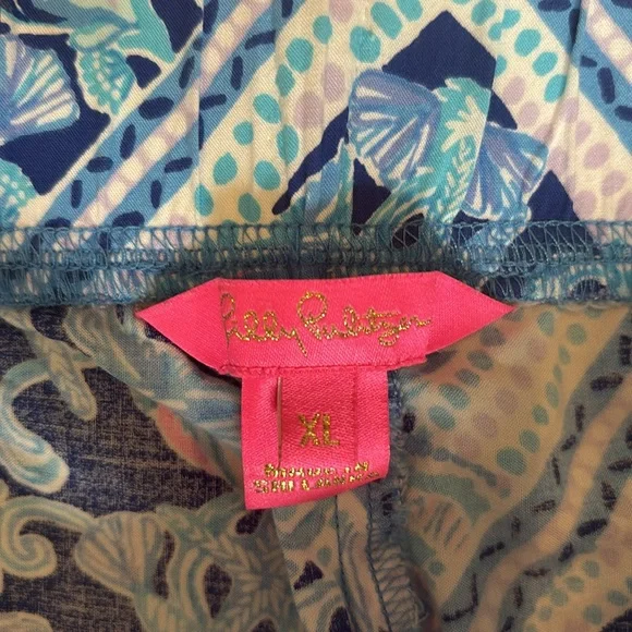 Lilly Pulitzer Bal Harbour Zanzibar Blue Mid-Rise Palazzo Flowy Pants XL beach - Picture 6 of 10